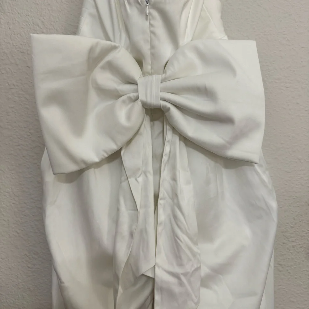 Lulus Beloved Bliss Ivory Strapless Slim Leg Bow Jumpsuit-Size XS NWOT - Picture 8 of 14